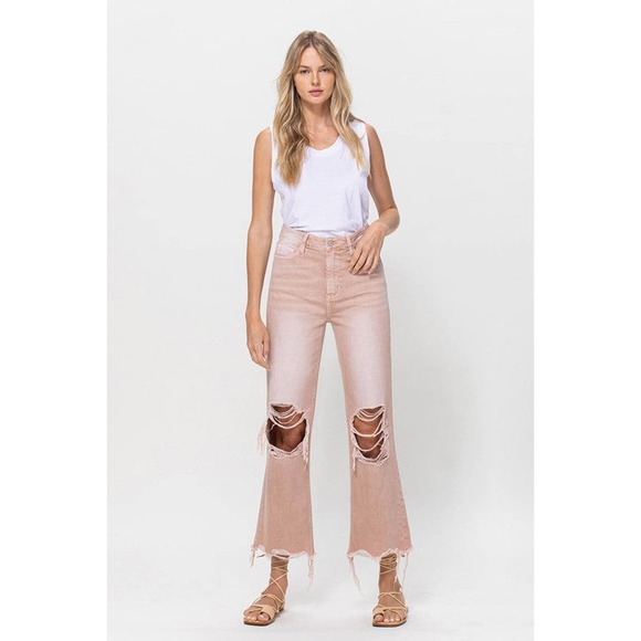 VERVET July Song 90's Vintage Distressed Detail Cropped Flare Jeans - Picture 8 of 13